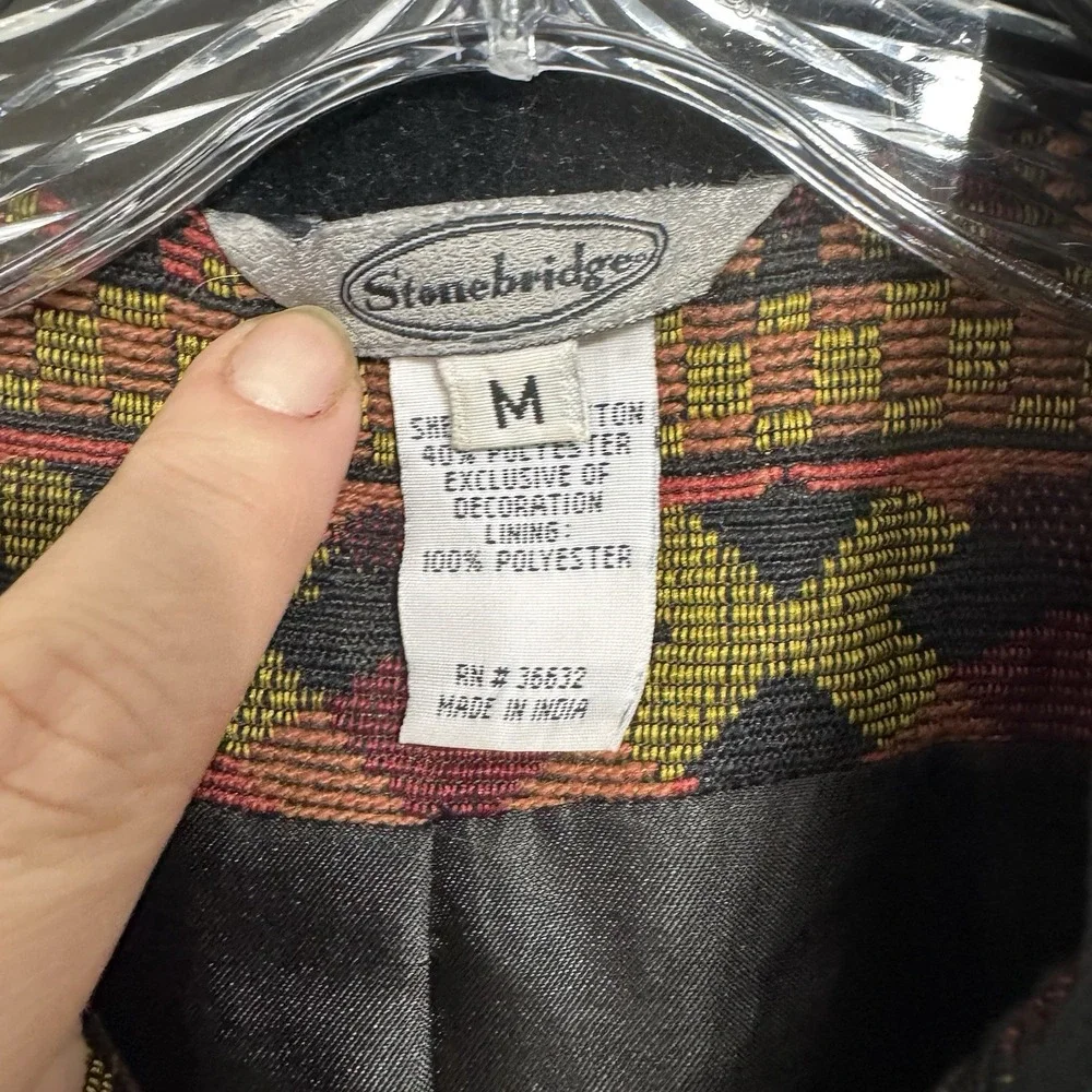 Stonebridge Woven Aztec Southwestern Button Up Vest Waistcoat Womens Size‎ M